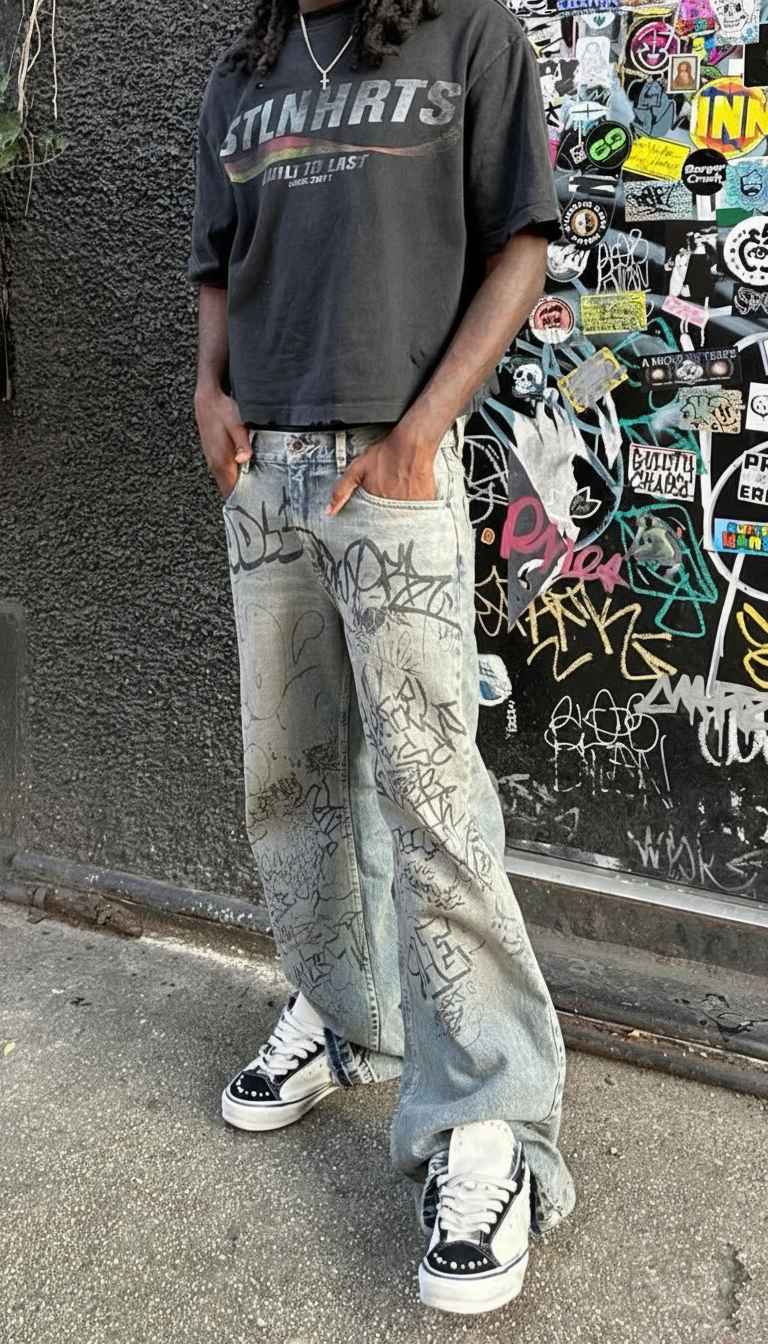 'GRAFFITI' Washed Denim